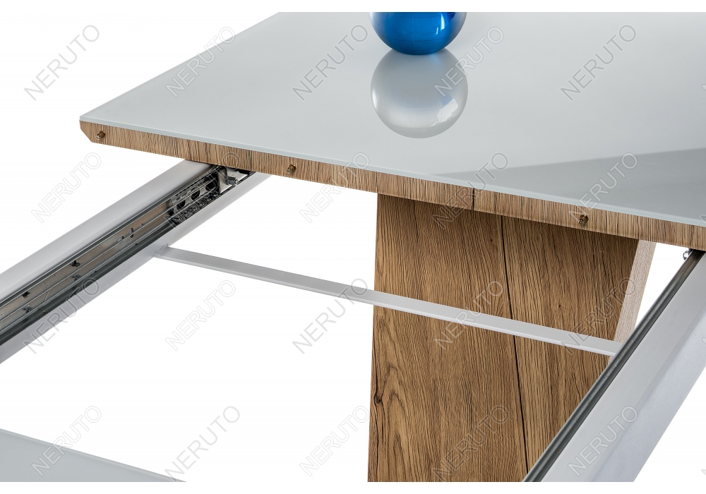 Стол на тумбе Petir белый / дуб монтана